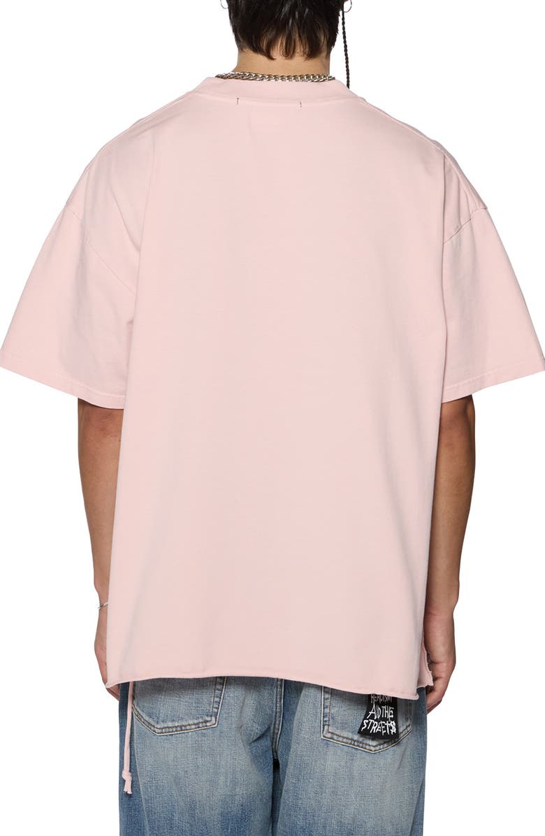 Ksubi Stamp Ekcess Oversize Embroidered Cotton Rib T-Shirt, Alternate, color, Baby Pink