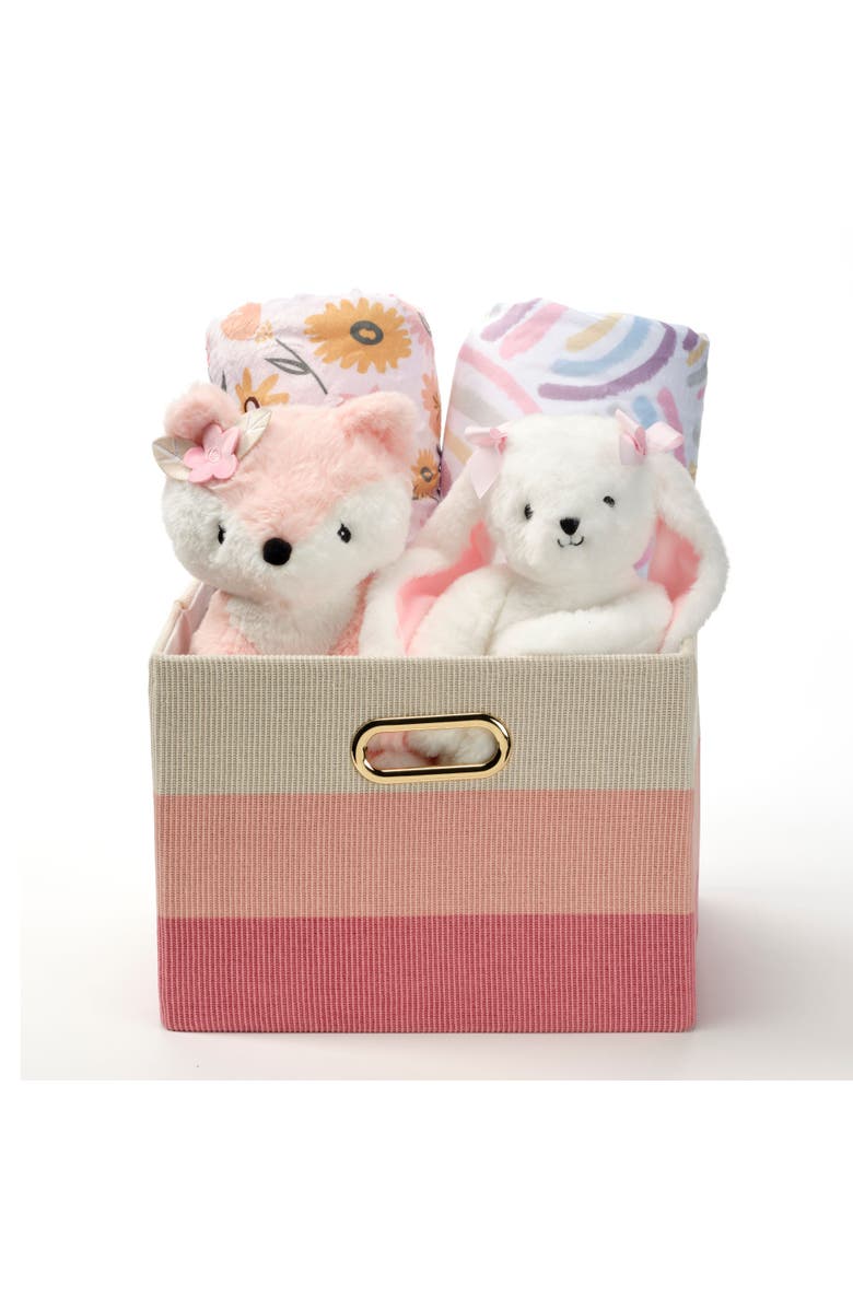 Lambs & Ivy 5-Piece Luxury Bunny & Fox Infant / Newborn / Baby Gift Basket, Alternate, color, Multicolor