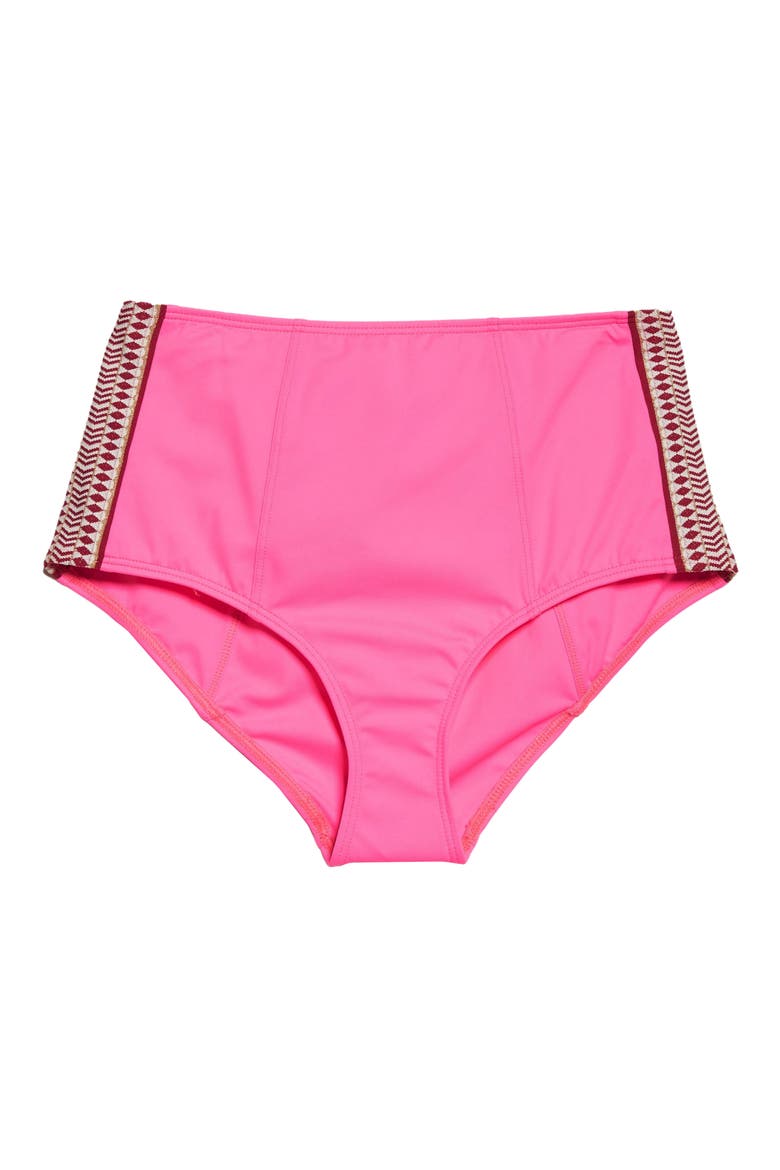 Lena High Waist Bikini Bottoms, Alternate, color, BRIGHT PINK