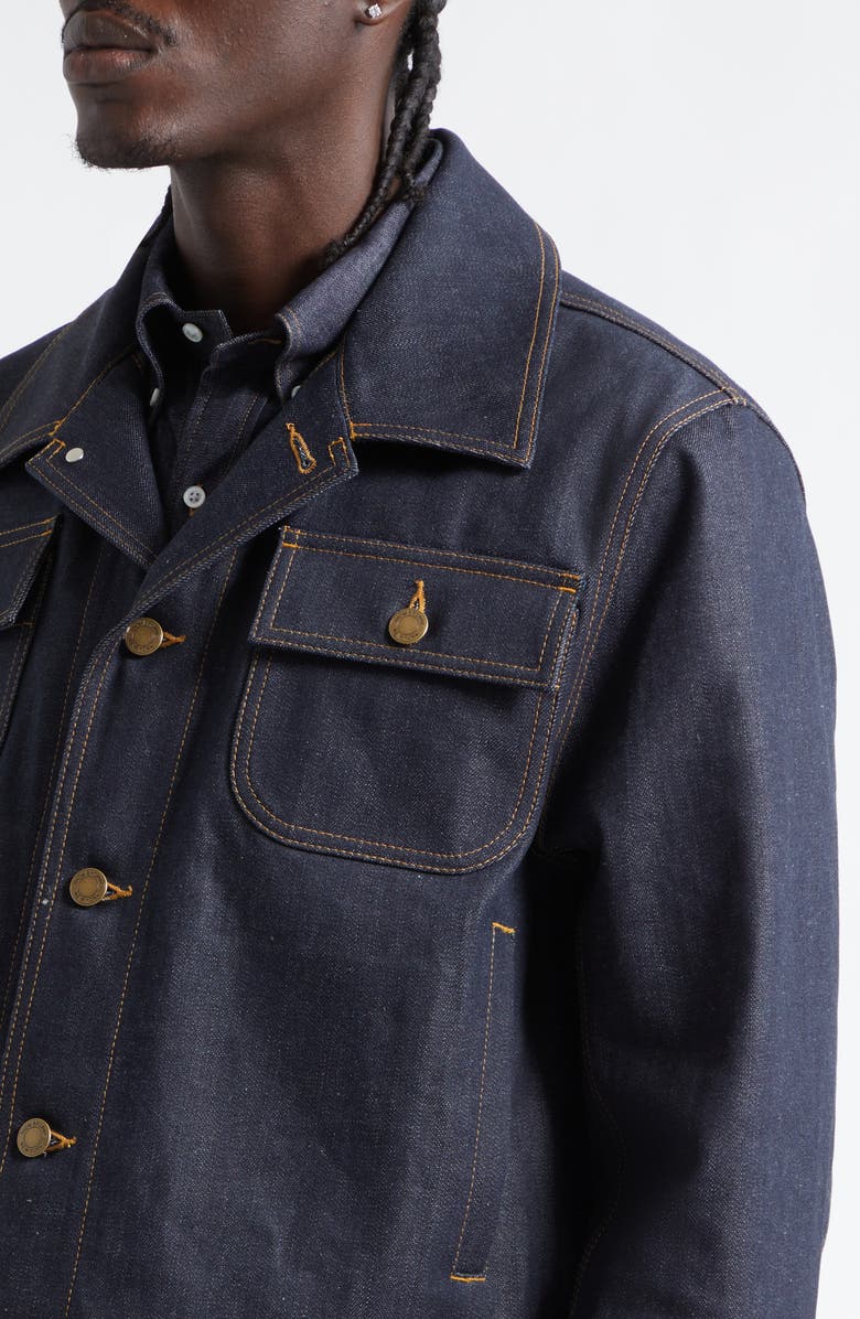 Thom Browne Selvedge Denim Backstrap Utility Jacket, Alternate, color, Navy