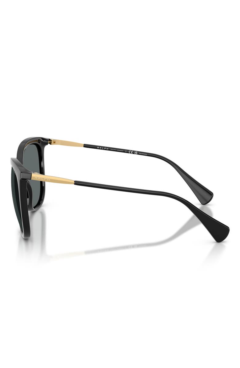 RALPH 56mm Polarized Butterfly Sunglasses, Alternate, color, Shiny Black / Polar Dark Grey