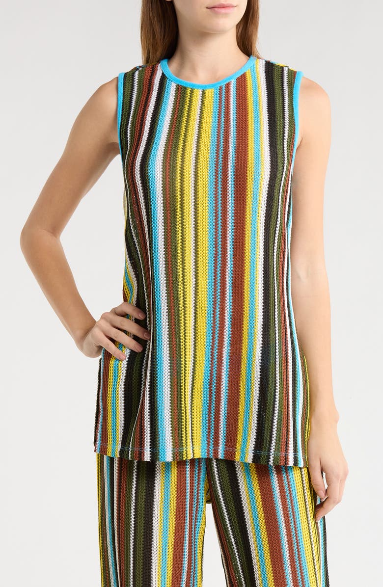 STAUD Valley Stripe Open Stitch Knit Top, Main, color, Skate Stripe