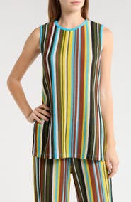 STAUD Valley Stripe Open Stitch Knit Top