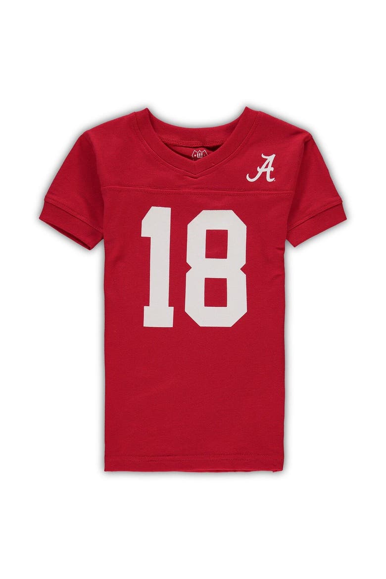 Preschool Wes & Willy Crimson Alabama Crimson Tide Football Player V-Neck T-Shirt and Pants Sleep Set, Alternate, color, Crimson