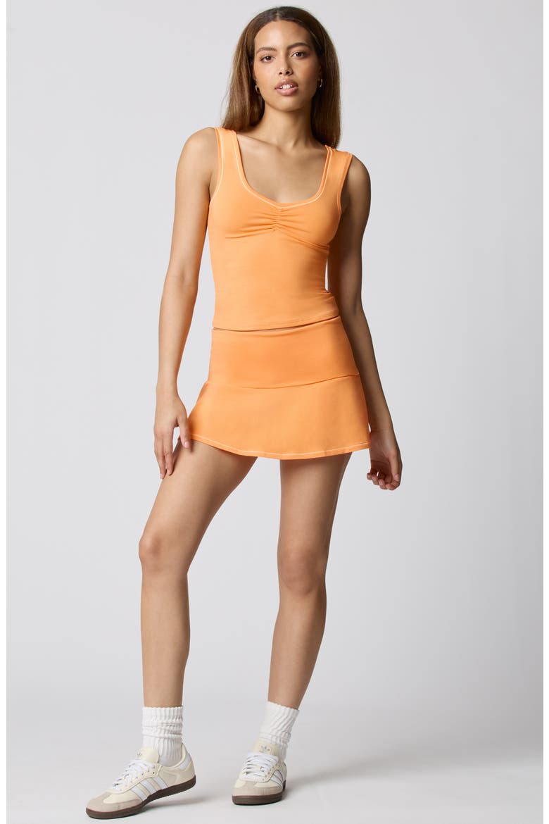 Ruched Bust Cotton Blend Tank, Alternate, color, PAPAYA