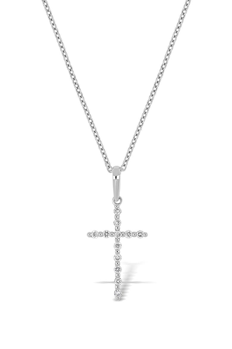 Diamond Cross Pendant Necklace, Alternate, color, WHITE GOLD