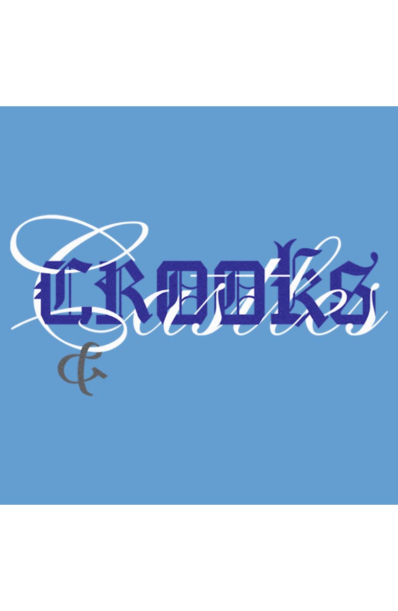 Crooks & Castles Men's Crooks & Castles Overlay Gothic Logo  Graphic T-Shirt, Alternate, color, Carol Blue