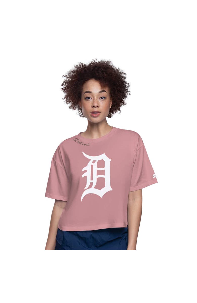 STARTER Women's Starter Pink Detroit Tigers Play the Ball Boxy Cropped T-Shirt, Alternate, color, 