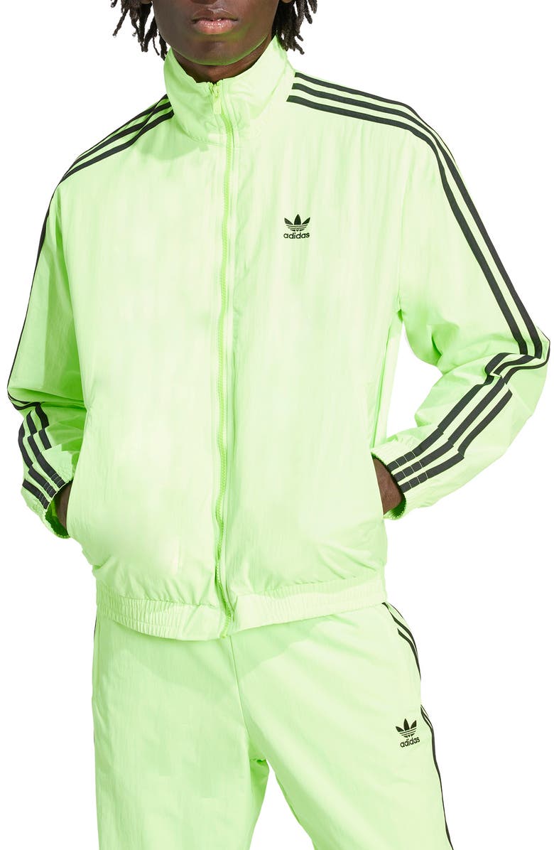 adidas Firebird Recycled Polyester Track Jacket, Main, color, Signal Green/ Black