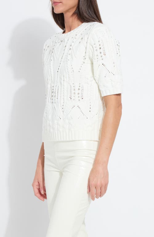 Lyssé Lysse Hadley Crystal Embellished Short Sleeve Sweater In White
