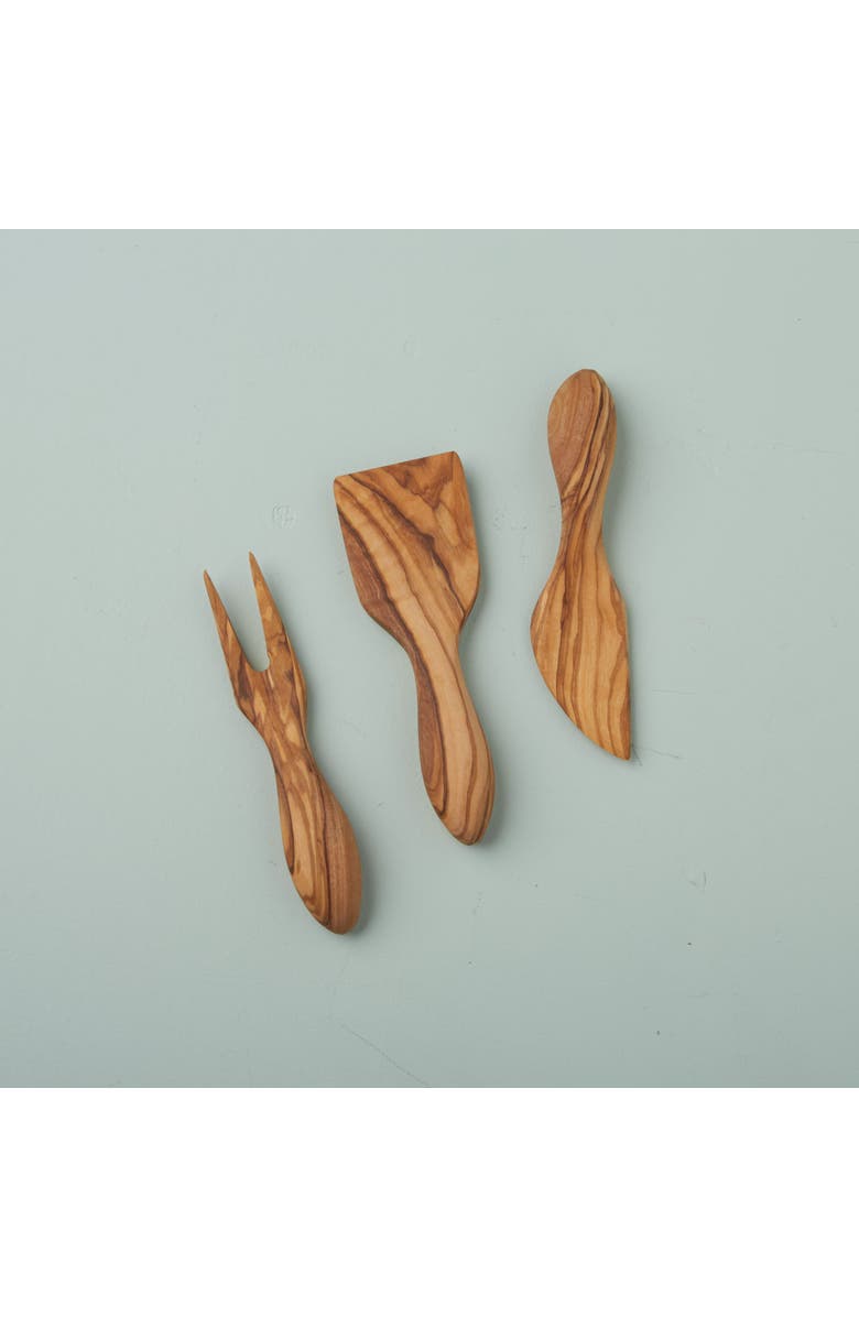Be Home Olive Wood Cheese Set, Alternate, color, Olive