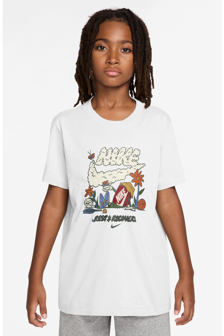 Kids' Boxy Rest & Recover Cotton Graphic T-Shirt, Main, color, WHITE