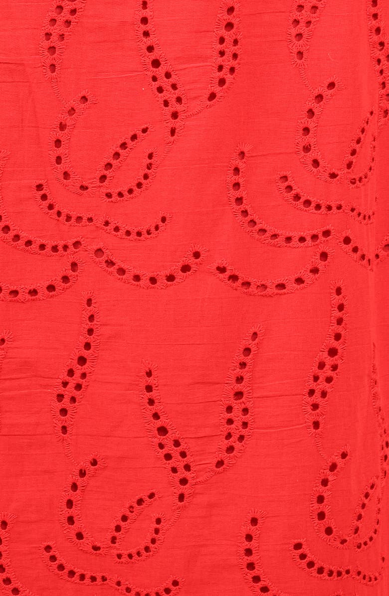 Petal & Pup Annika Eyelet Strapless Cotton Maxi Dress, Alternate, color, Red