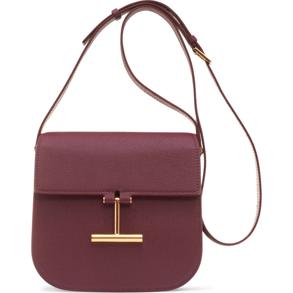 Tom Ford Mini Tara Grained Leather Crossbody Bag In Purple