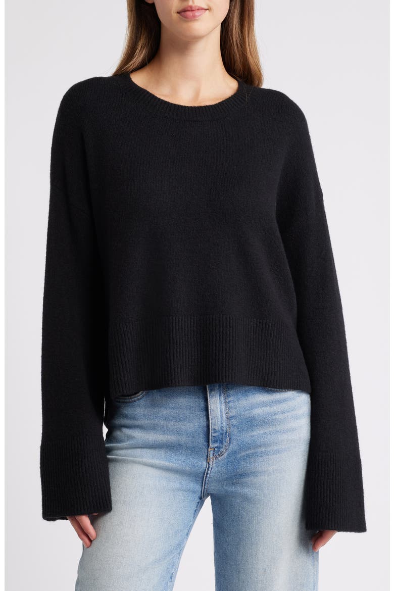 Step Hem Sweater, Main, color, BLACK