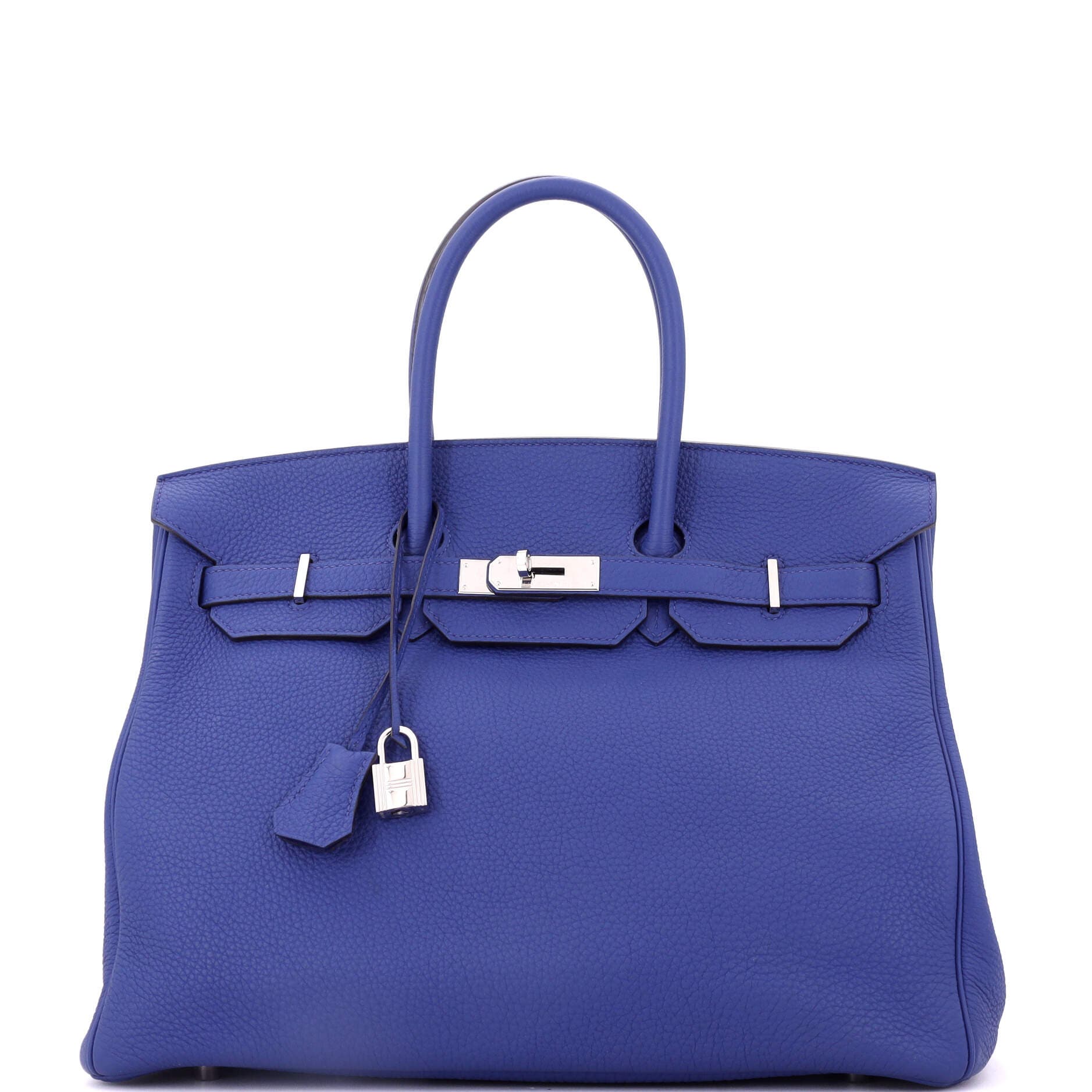 Pre-Owned Hermes Birkin Handbag Blue Togo with Palladium Hardware 35, Main, color, Bleu Electrique