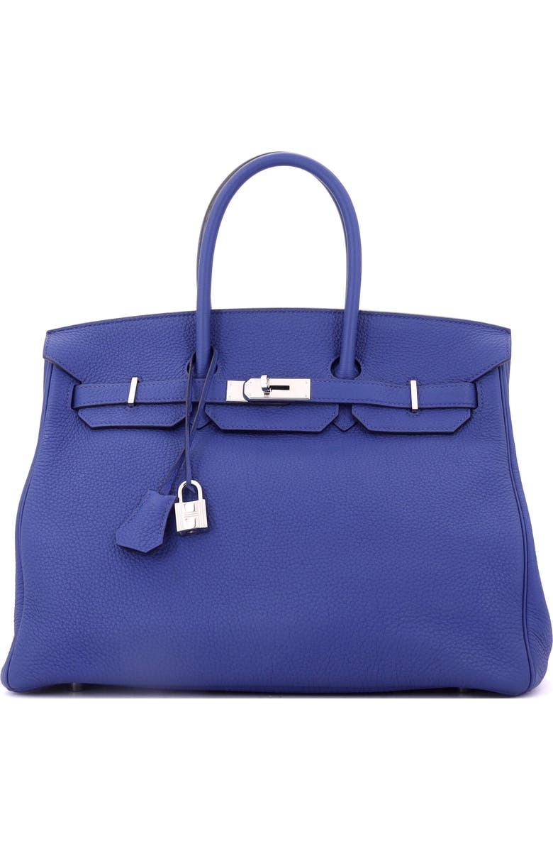 Pre-Owned Hermes Birkin Handbag Blue Togo with Palladium Hardware 35, Main, color, Bleu Electrique