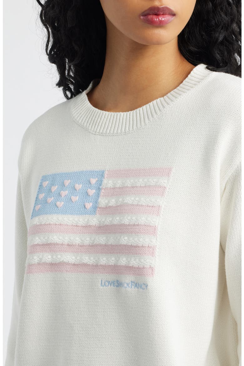 Ty Intarsia Flag Cotton Crewneck Sweater, Alternate, color, IVORY DREAMS