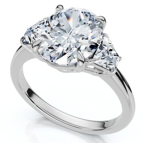 Bliss Diamond Certified 2.63ct Oval & Trapezoid Diamond Ring 14k Gold Or Platinum Lab Grown