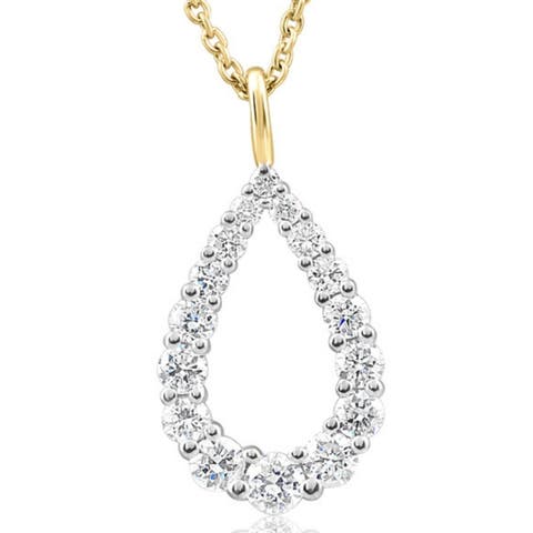 1/2Ct Pear Shape Lab Grown Diamond Pendant 10k or Gold Necklace