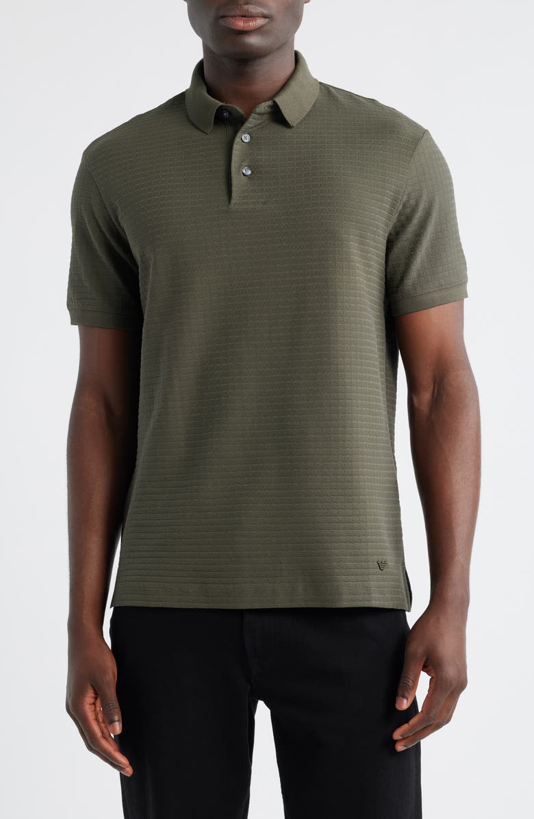 Emporio Armani Geo Texture Cotton Polo, Main, color, Green