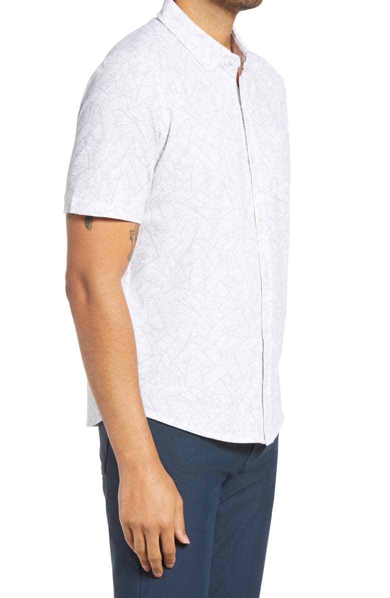 Cutter & Buck Reach Regular Fit Stretch Print Short Sleeve Button Down Shirt, Alternate, color,