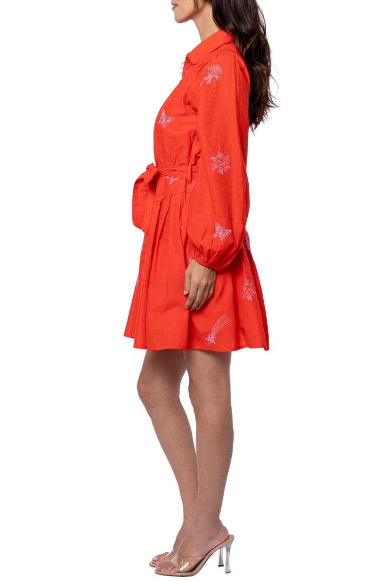 Zephyr Long Sleeve Minidress, Alternate, color, RED/ PINK