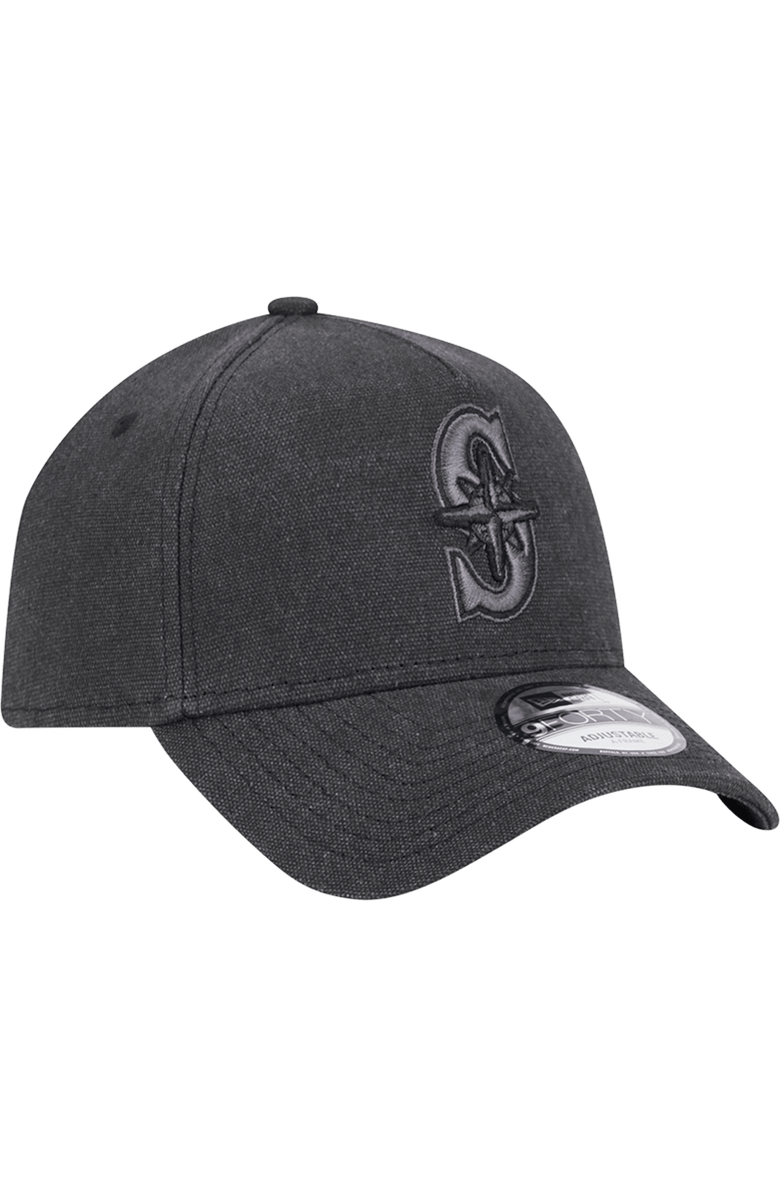 New Era Men's New Era Charcoal Seattle Mariners Logo Essentials 9FORTY A-Frame Adjustable Hat, Alternate, color,