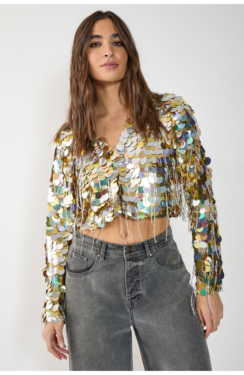 NASTY GAL Disc Tassel Trophy Jacket, Main, color, Gold
