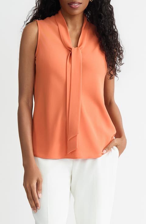 Sleeveless Tie Front Top (Regular & Petite)