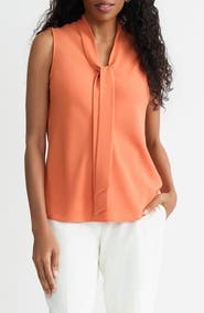 KASPER Sleeveless Tie Front Top