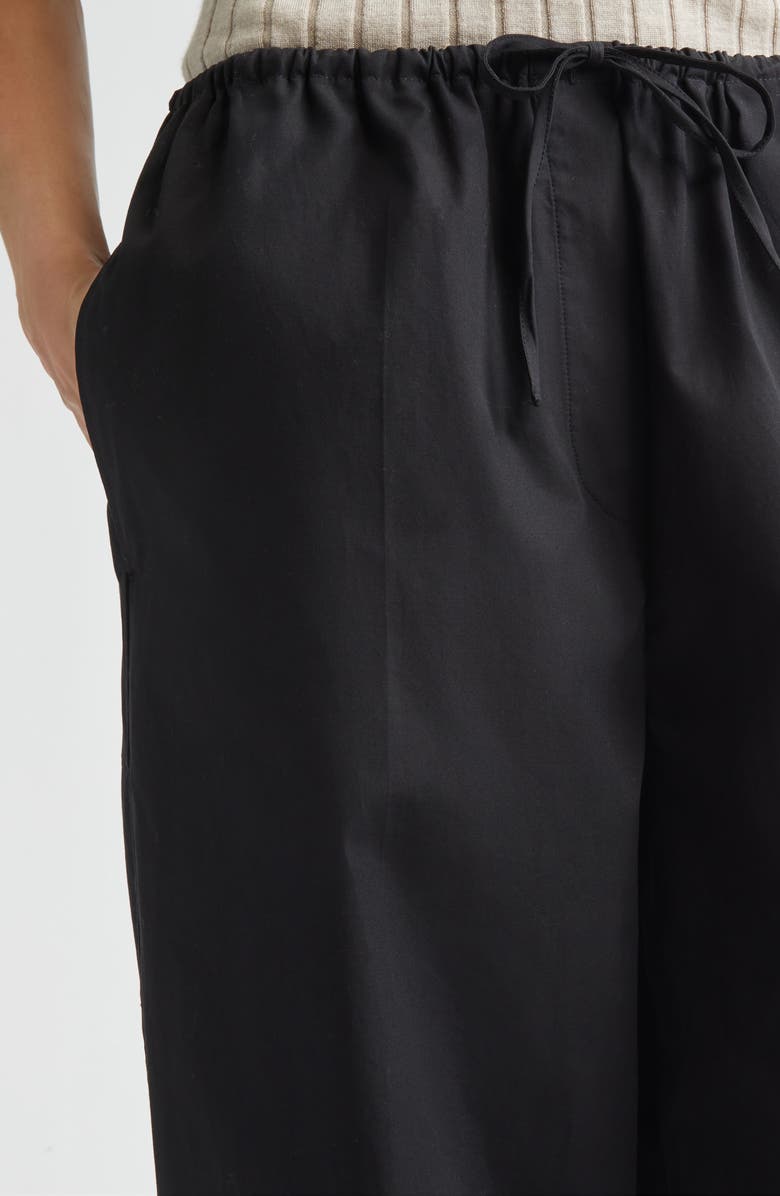 TOTEME Organic Cotton Drawstring Trousers, Alternate, color, Black
