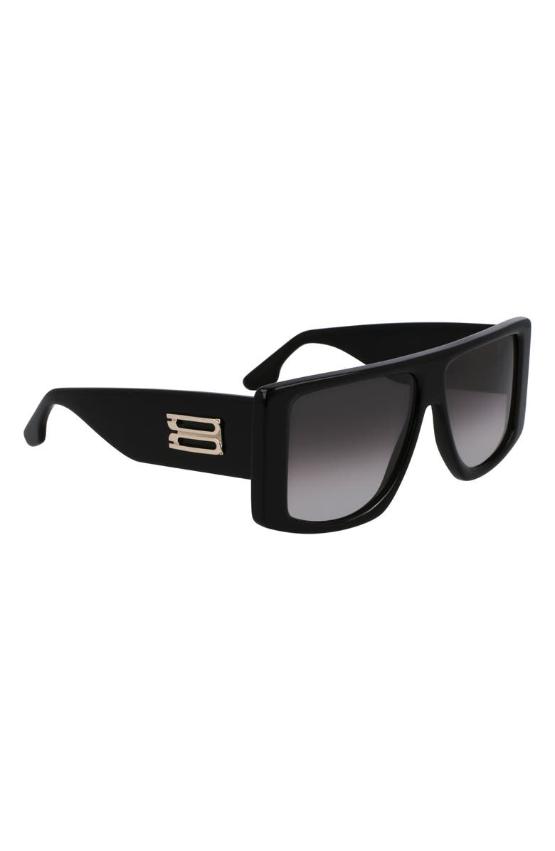 Victoria Beckham VB Monogram 51mm Rectangular Sunglasses, Alternate, color, Black