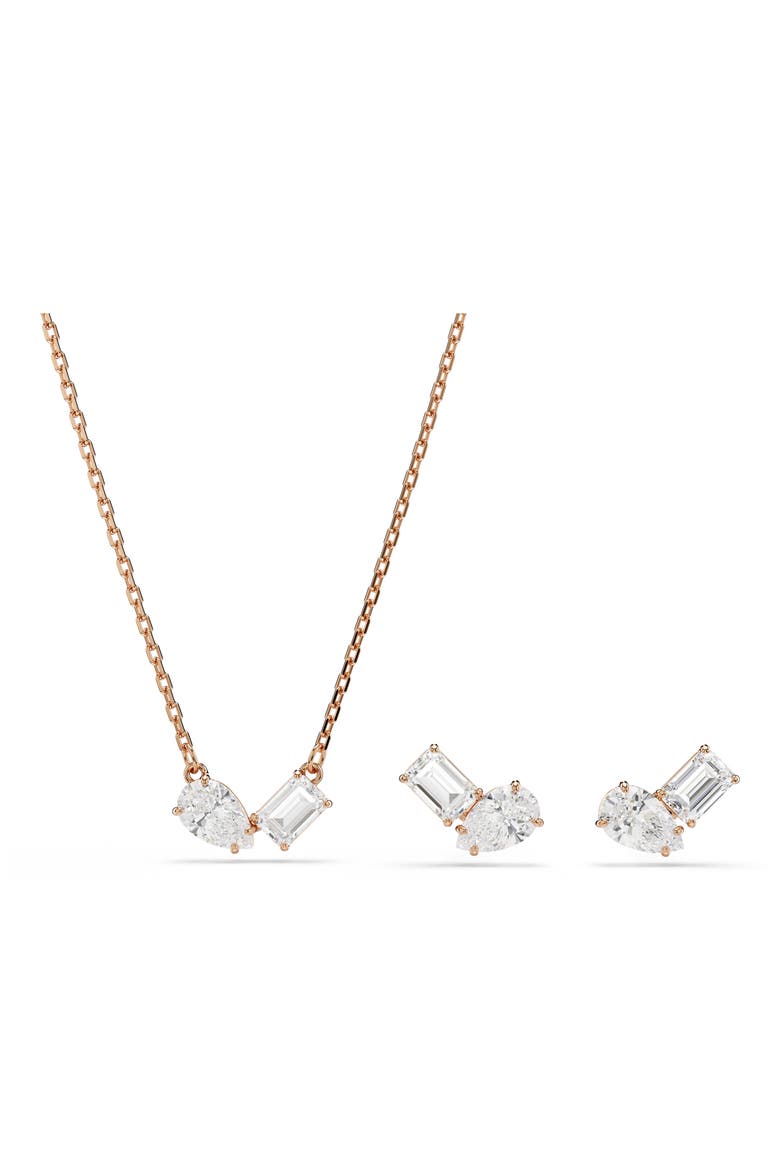 Mesmera Moi et Toi Earrings & Necklace Set, Main, color, ROSE GOLD/ WHITE