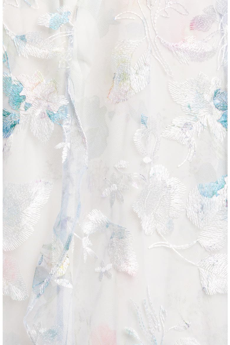 Embroidered Long Sleeve Tulle Midi Dress, Alternate, color, IVORY
