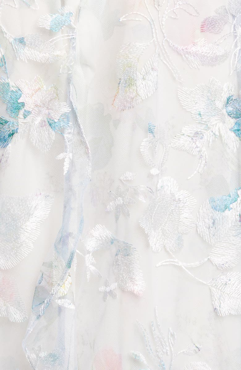 Marchesa Notte Embroidered Long Sleeve Tulle Midi Dress, Alternate, color,