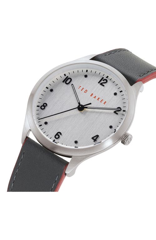 Ted Baker Manhatt Leather Strap Watch, 40mm In Silver-tone
