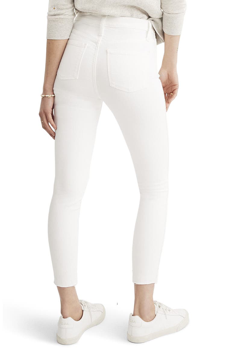 10-Inch Button High Waist Crop Skinny Jeans, Alternate, color, PURE WHITE
