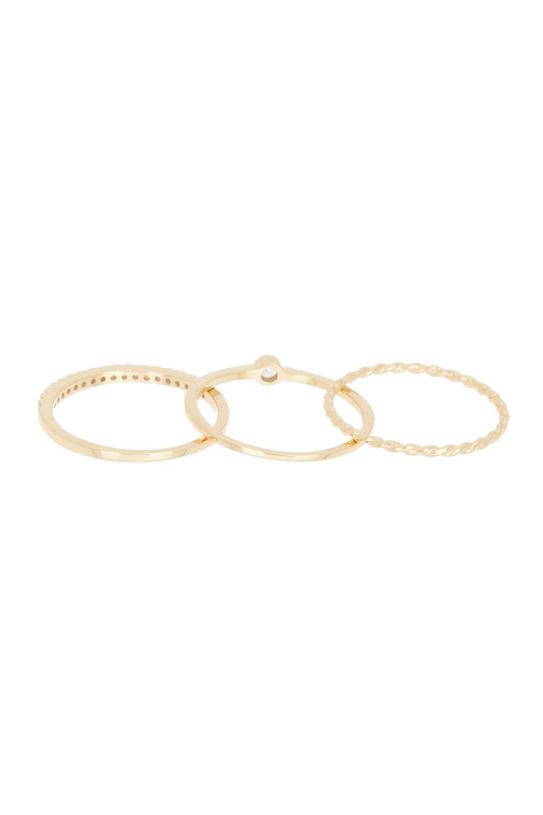 14K Yellow Gold Plated CZ Stacking Ring - Set of 3, Alternate, color, YELLOW
