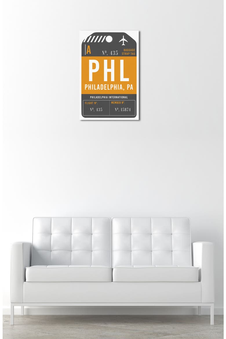 Philadelphia Luggage Tag Wall Art, Alternate, color, ORANGE