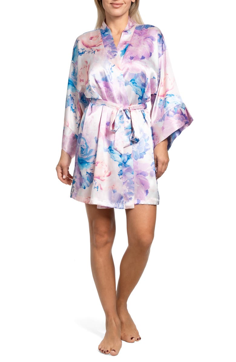 In Bloom by Jonquil Qwin Floral Satin Robe, Main, color,