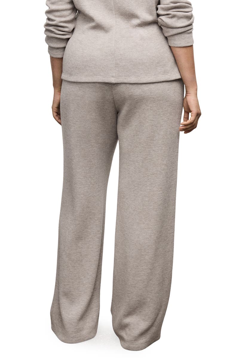 MANGO Elastic Waist Straight Leg Knit Pants, Alternate, color, Medium Brown