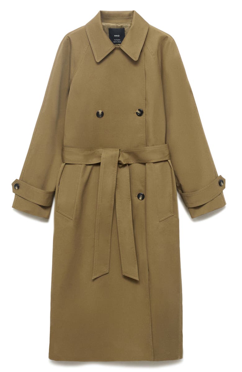 MANGO Angela Trench Coat, Alternate, color, Khaki Green