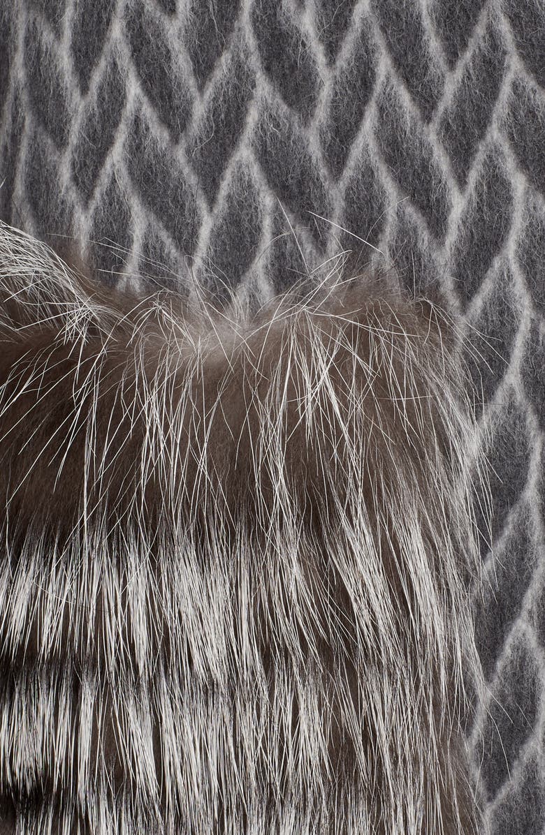 Fendi Double Breasted Wool & Alpaca Blend Coat with Genuine Fox Fur Pockets, Alternate, color,