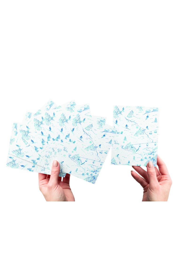 Winter/Holiday Ski Blue Toile Greeting Card Pack, Alternate, color, Multi-Pack