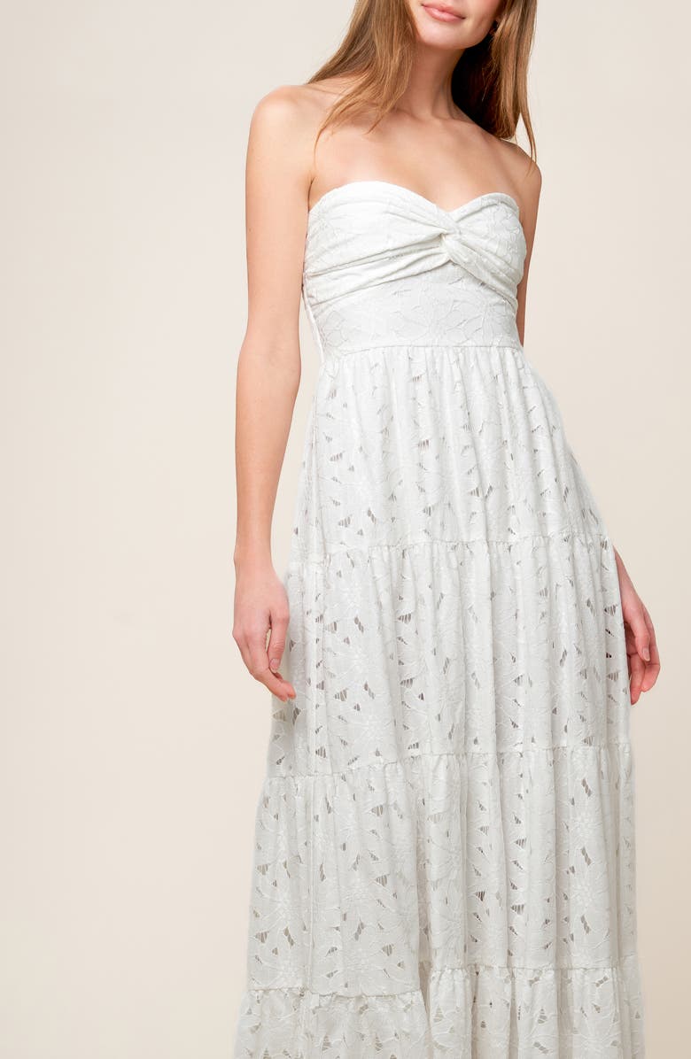 FLYING TOMATO Strapless Lace Maxi Dress, Alternate, color, 