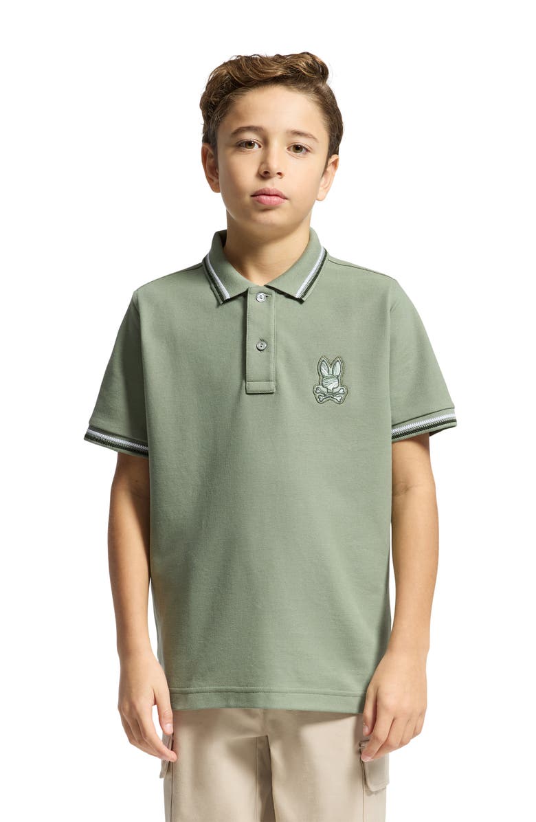 Psycho Bunny Kids' Baxter Cotton Pique Polo, Alternate, color, Sea Spray