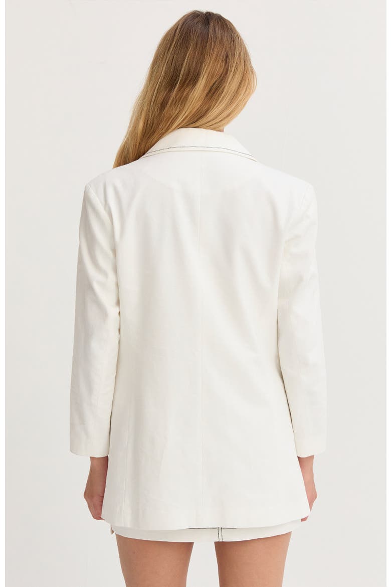 Contrast Stitch Single Breasted Blazer, Alternate, color, White