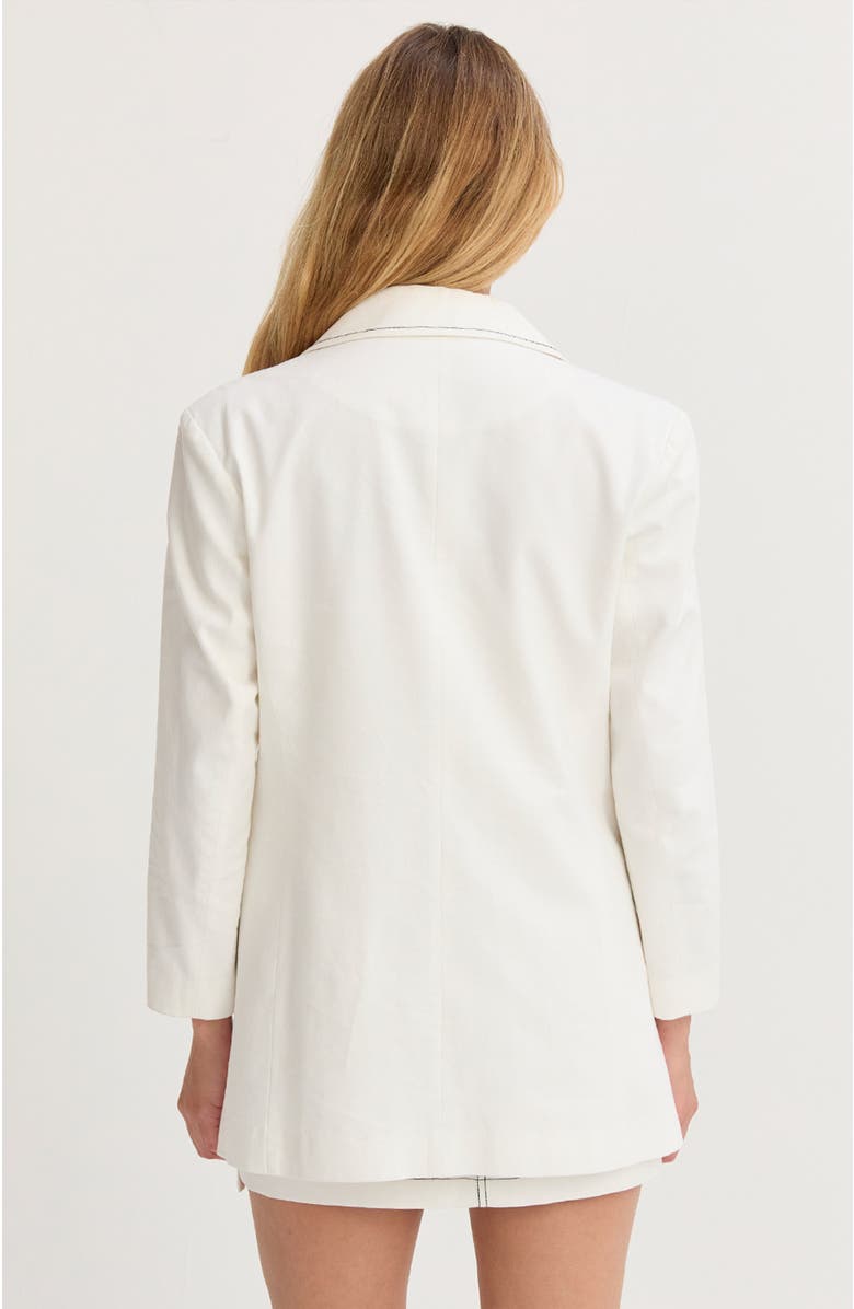CRESCENT Contrast Stitch Single Breasted Blazer, Alternate, color, White