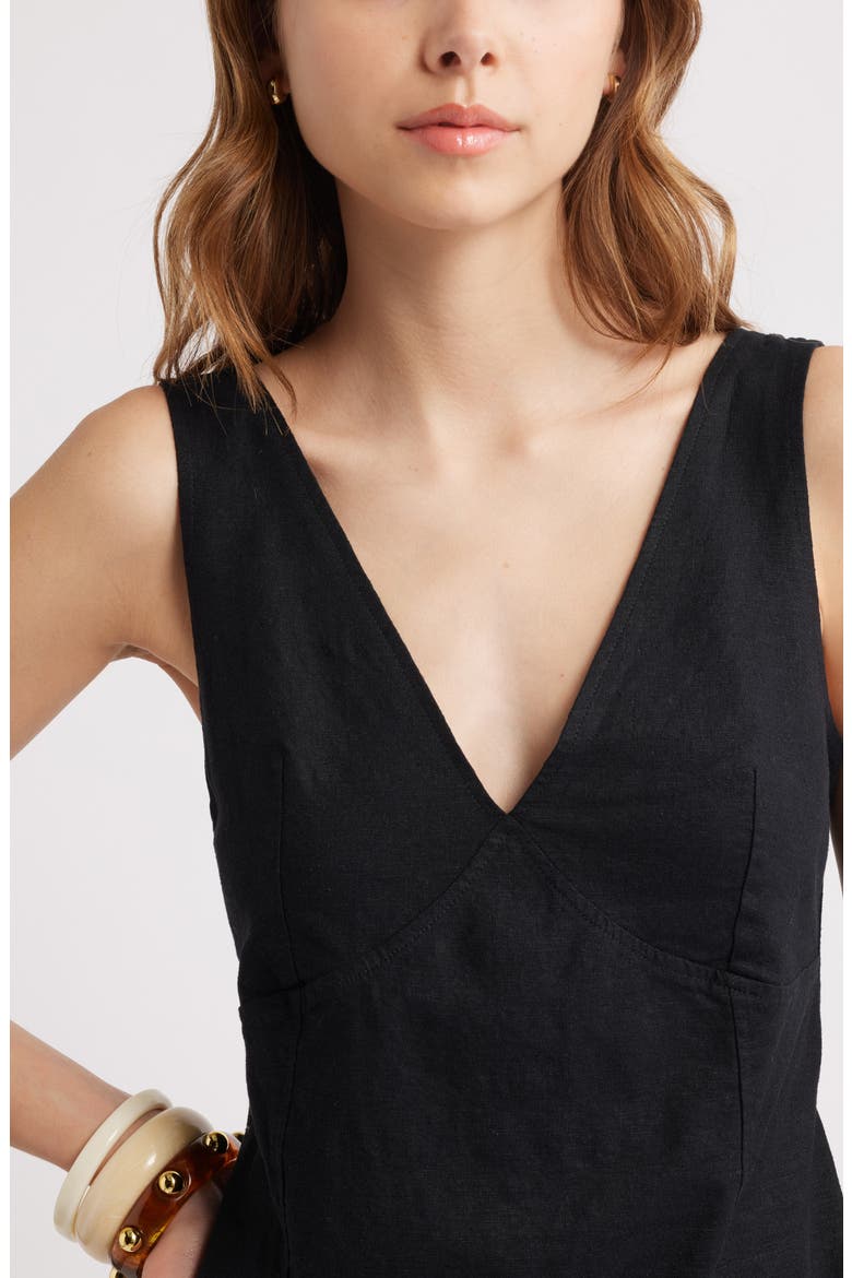 Sleeveless Linen Blend Minidress, Alternate, color, BLACK